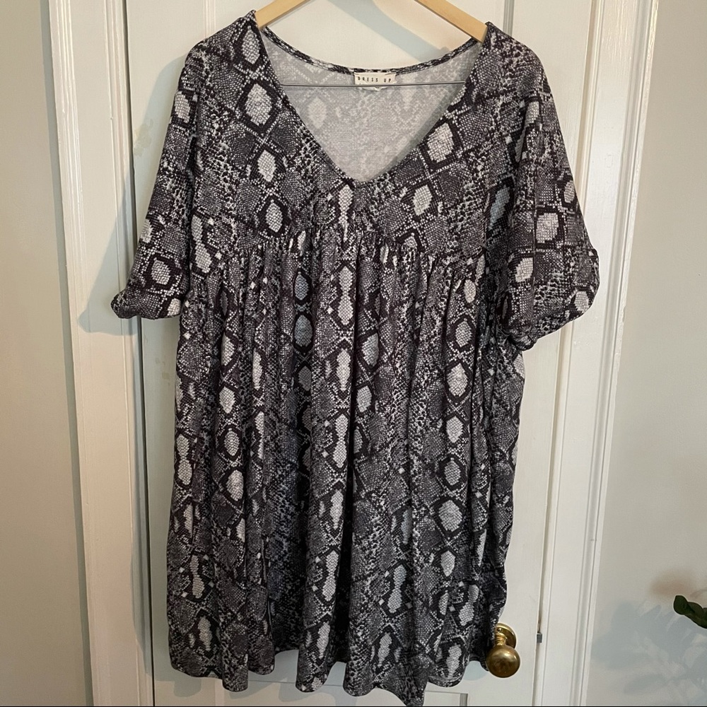 Snakeskin Pattern Babydoll Dress